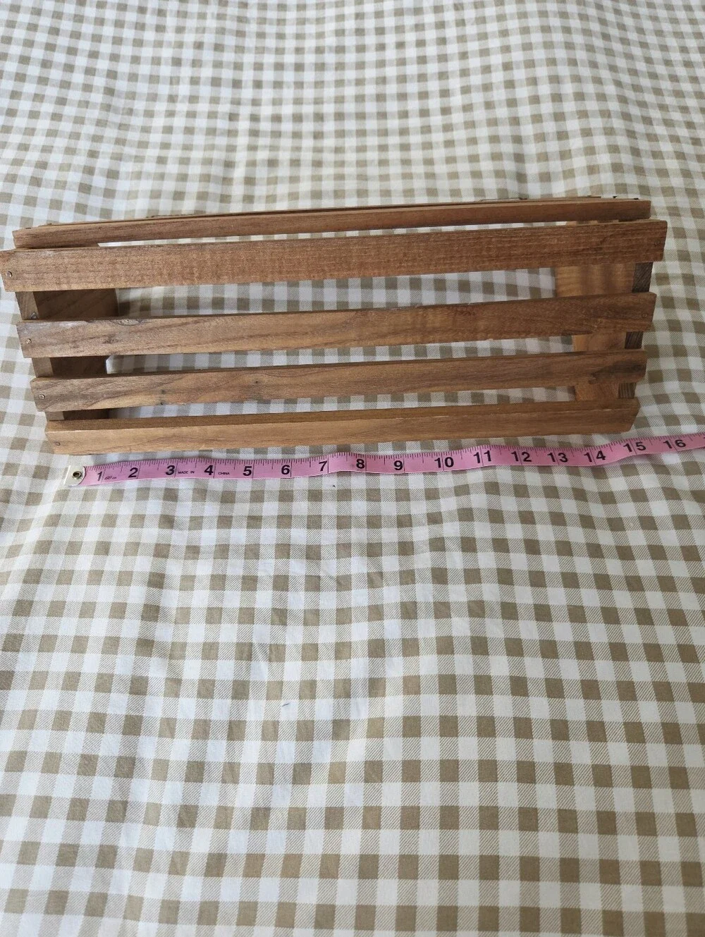 Vintage Handmade Slatted Wooden Shelf With Heart Sides